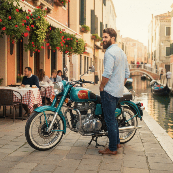 Enfield Goan Classic 350 motorcycle – Lifestyle Travel AI Photography Prompt - Image 3