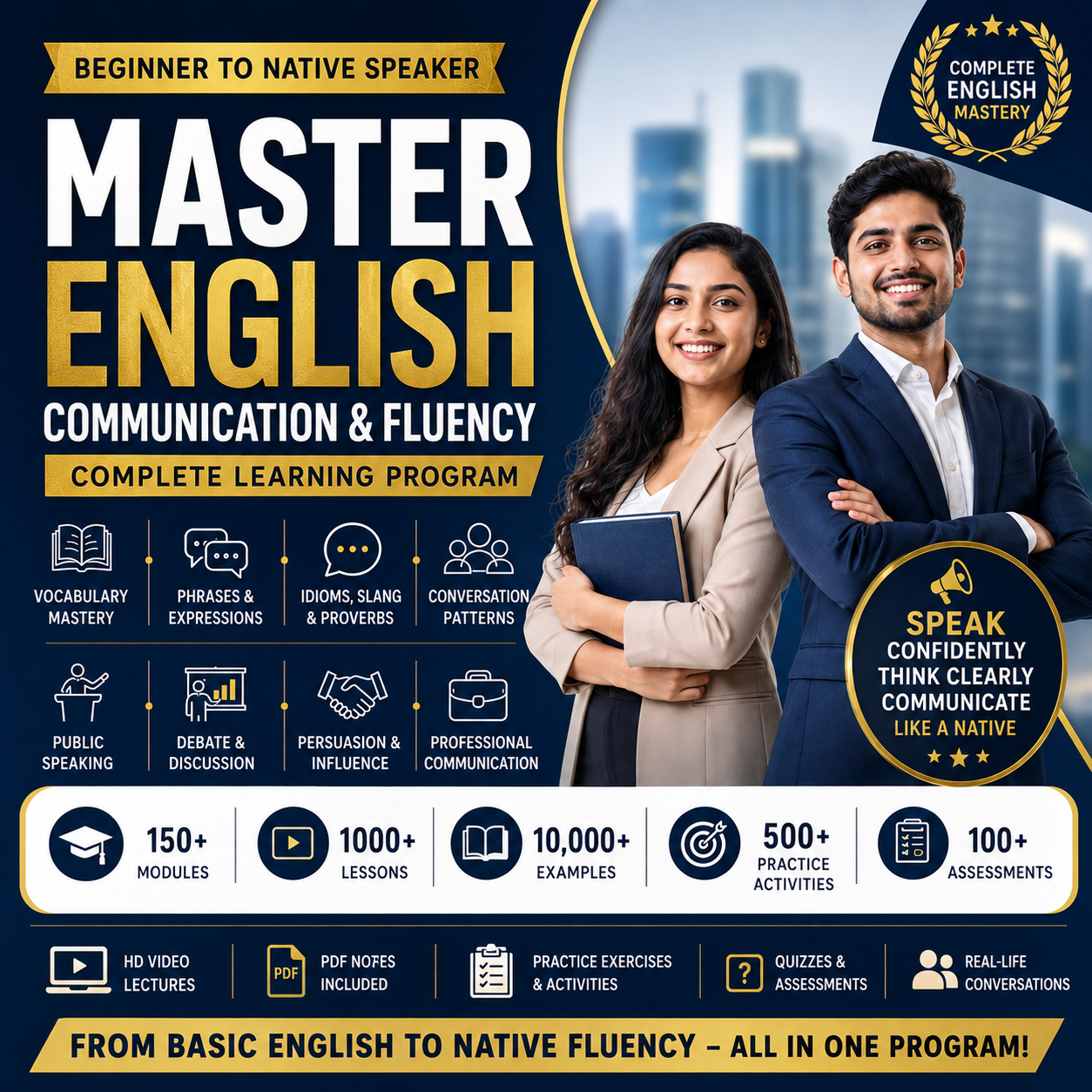 Master English Communication & Fluency Program: From Beginner to Native Speaker